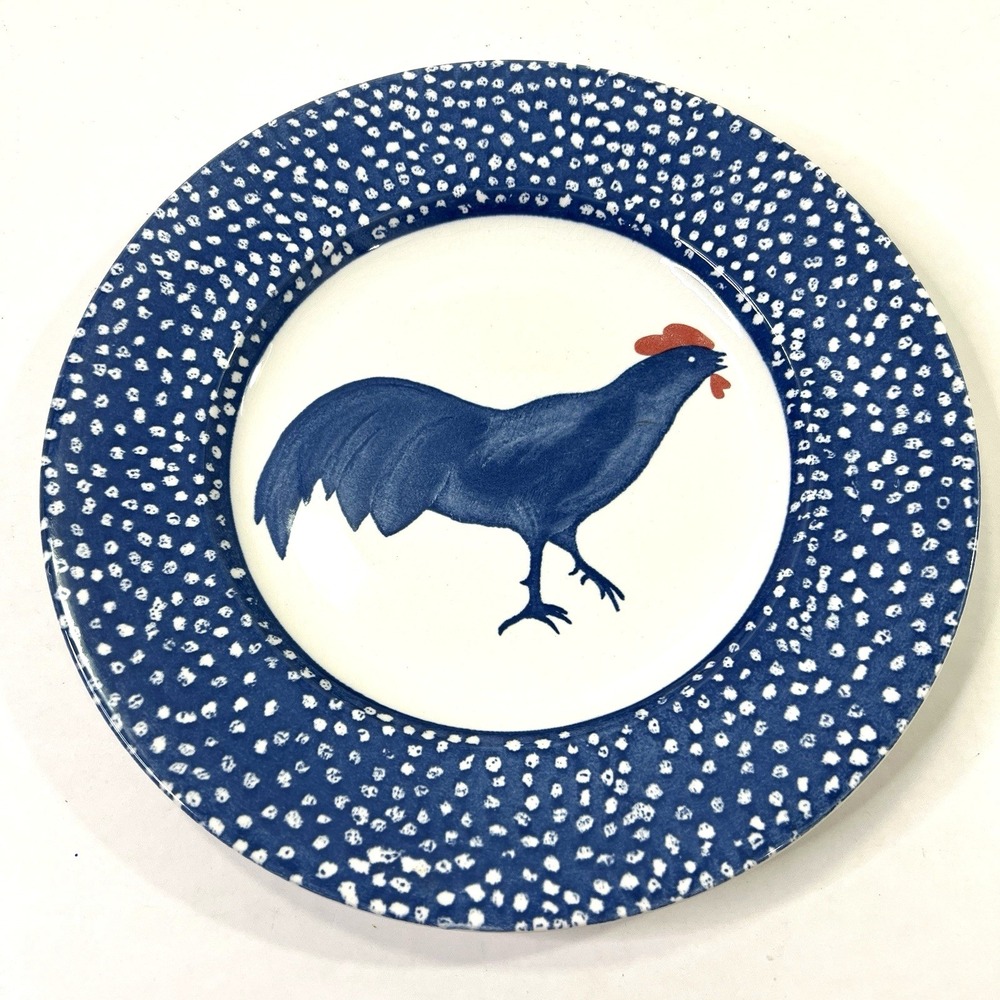 Burleigh Chanticleer Alice Cotterell Rooster 10" Dinner Plate England Blue White
